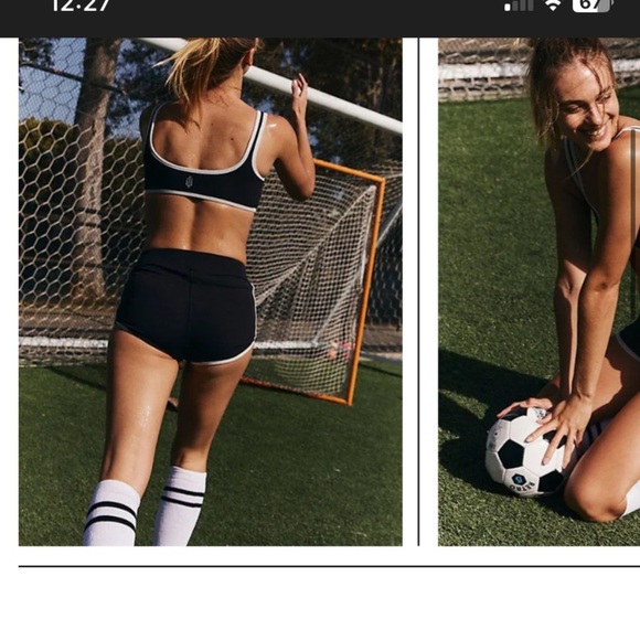 Free people movement black micro duet shorts activewear workout logo spring $68 - Picture 3 of 6